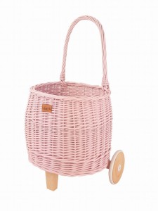 Koszyk na zabawki na kółkach Pully róż