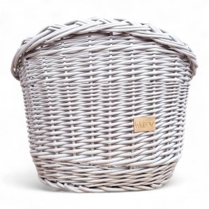 Wiklinowy koszyk na rower szary na haki