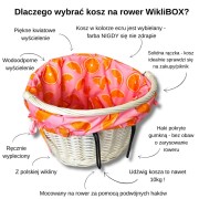 Wiklinowy koszyk na rower z wyścieleniem ecru