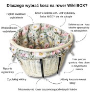 Wiklinowy koszyk na rower z wyścieleniem ecru