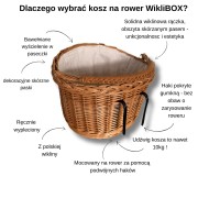 Wiklinowy koszyk na rower natuarlny-róż na haki ze skórzanymi dodatkami oraz wyścieleniem