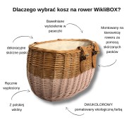 Wiklinowy koszyk na rower Dumpy naturalny ze skórzanymi dodatkami oraz bwełnianym wyścieleniem