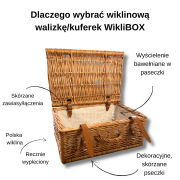 Wiklinowa walizka/kuferek ze skórzanymi dodatkami i bawełniaym wykończeniem