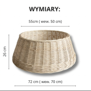 Wiklinowa osłonka pod choinkę kremowa (ecru) 70cm